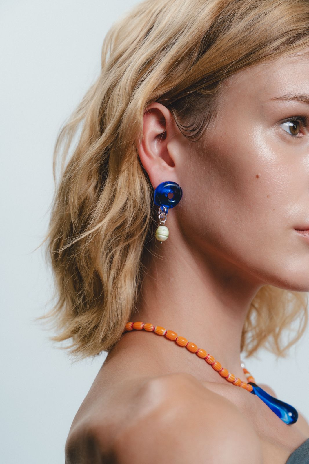 Blue and green handmade artisanal earrings