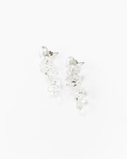 Dangle earrings with clear, transparent sphere clusters, made from recycled glass