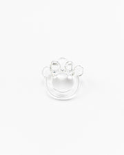 Clear ring featuring a cluster of small transparent glass spheres on top, made from recycled glass