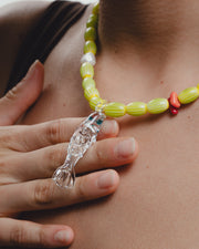 Handmade colorful necklace with clear fish pendant