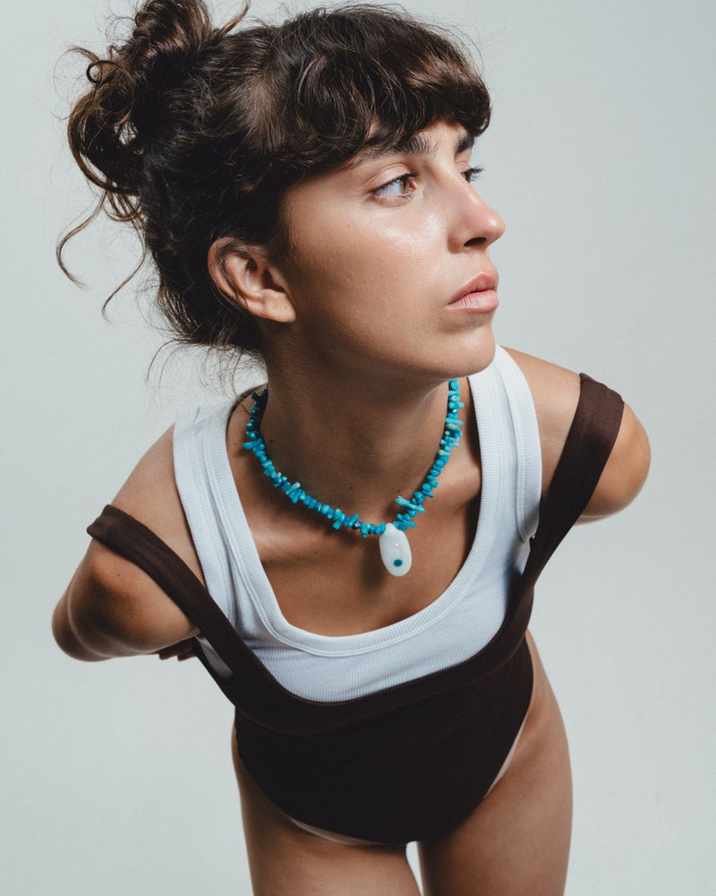 Blue necklace with pendant 