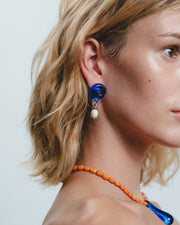Blue and green handmade artisanal earrings